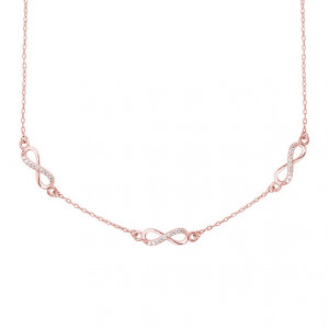 Colier infinit argint placat cu aur roz cu pietre DiAmanti Z1534NRG-DIA (Argint 925‰ 2,6 g.)